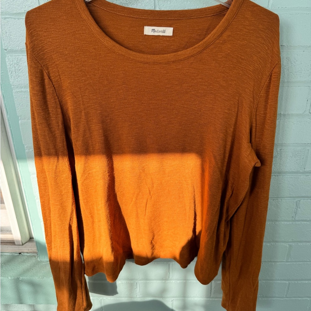 Madewell Rust Color Long Sleeve Knit Top